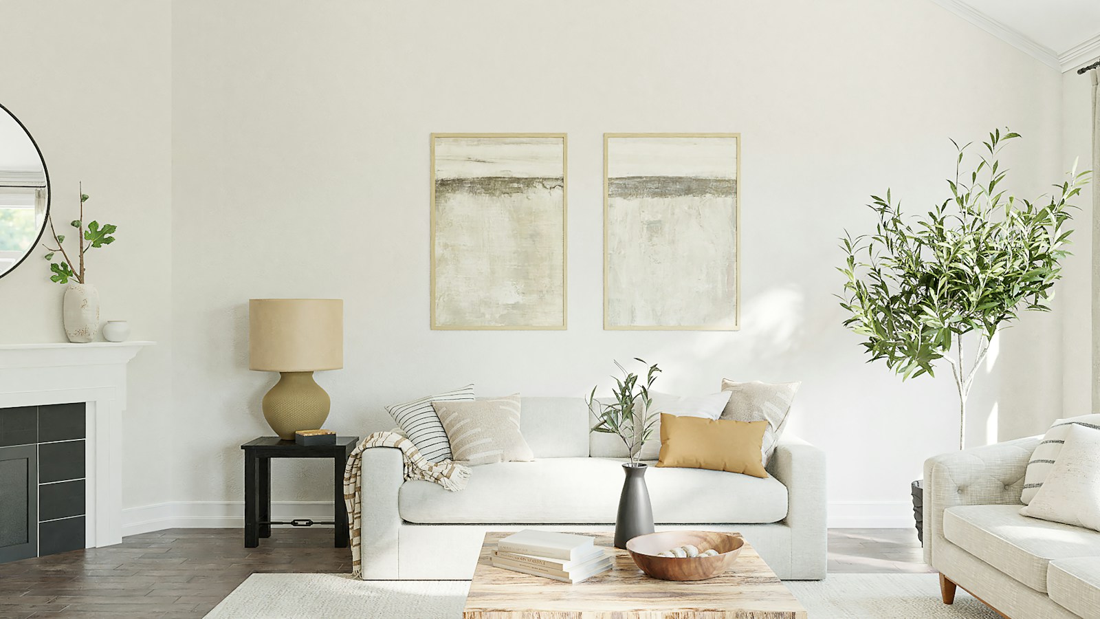 Furnished living room illustrating home staging